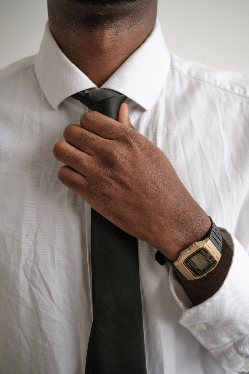 Man in White Dress Shirt and Black Tie